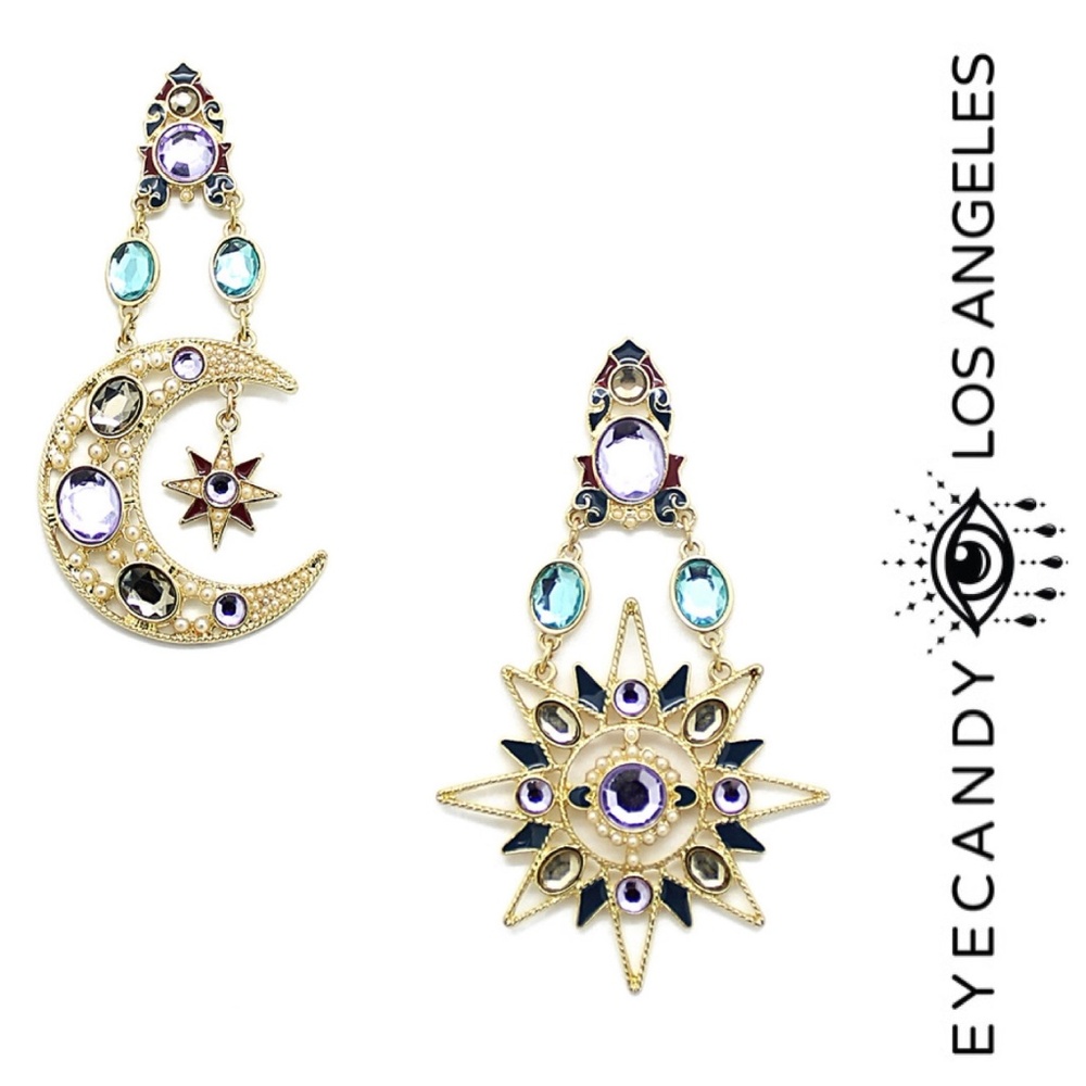 NWT EYE CANDY L.A. SUN & MOON STATEMENT EARRING